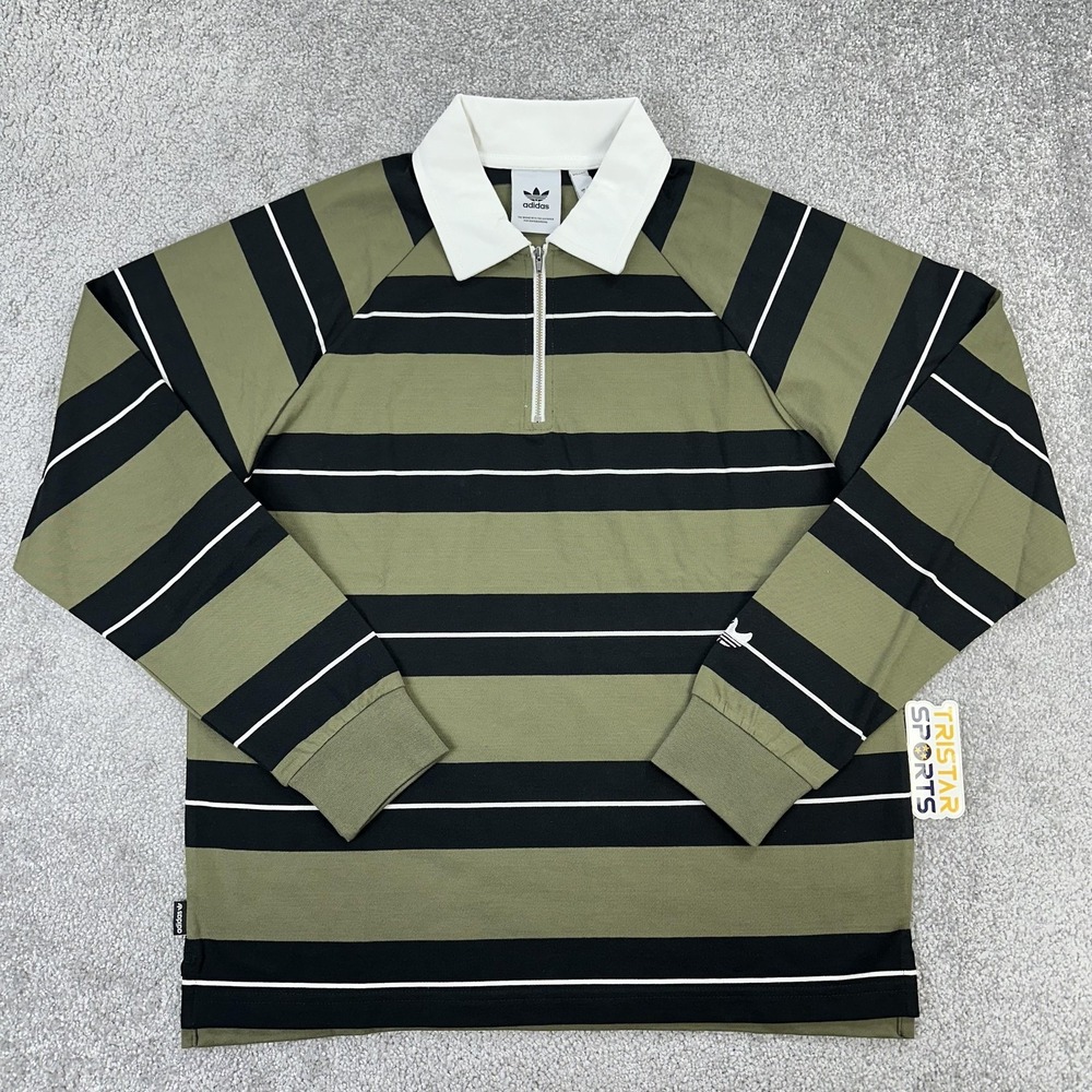 Adidas Shmoo CS Rugby Shirt Mens Small Olive Strata Black Stripe Mark Gonzales